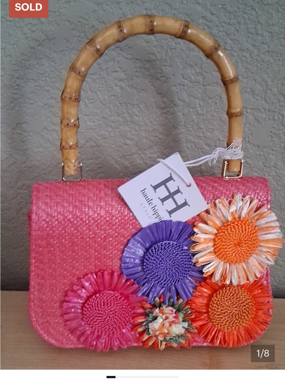Haute Hippy Pink Straw Bag  NWT